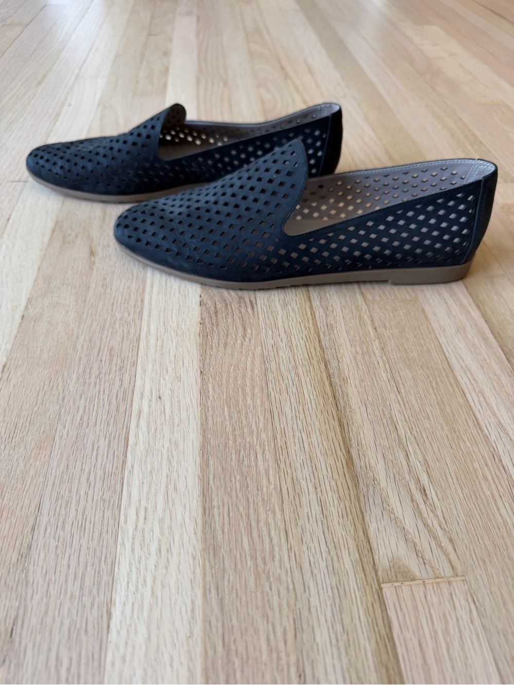 Franco Sarto Fronteir Laser Cut Black Leather Slip-On Loafers